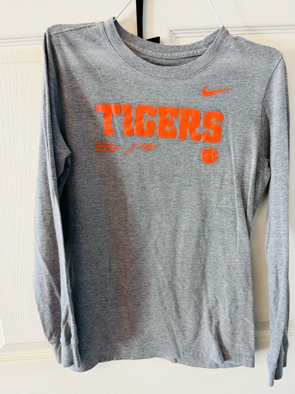 Nike CLEMSON Team Practice Gray Long-Sleeve Tee size xl